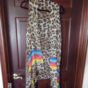 NWT LEOPARD PRINT RAINBOW VEST with  TASSELS AROUND BOTTOM